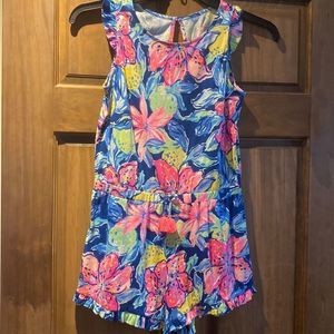 Floral Kids Romper - Blue and Pink